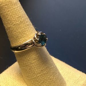 Vintage London Blue Topaz Sterling Silver 925 Gemstone Wrapped Ring Sz 6-3/4